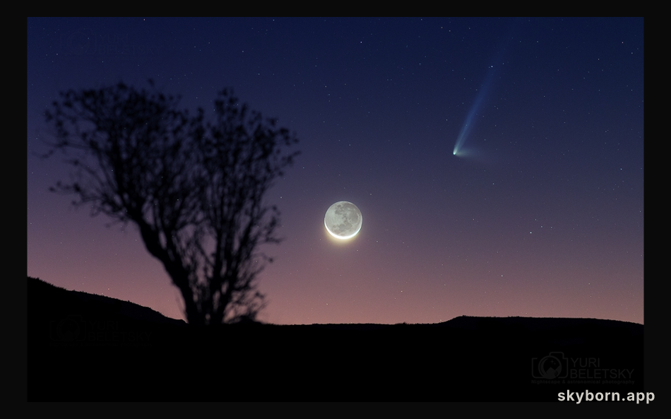 Comet PanSTARRS and a Crescent Moon